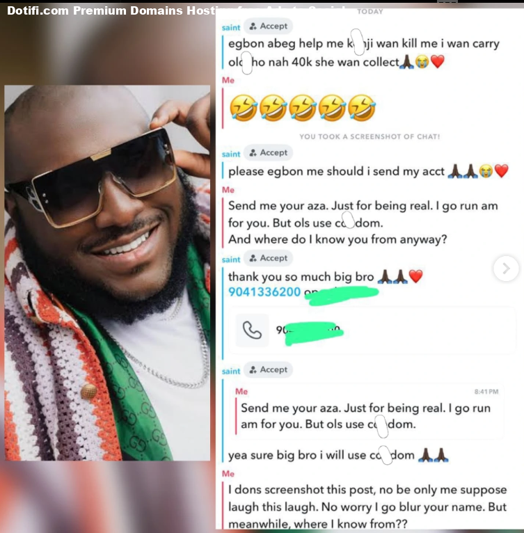 DJ Big N shares hilarious Snapchat conversation with fan begging money for ol*sh*